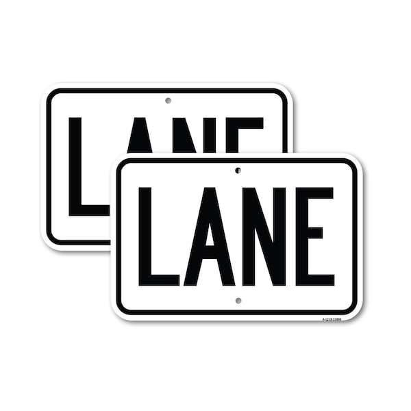 Signmission Lane, 12'' X 18'' 2 Signs, Heavy Gauge Aluminum, 2PK A-1218-2PACK-23890 - main