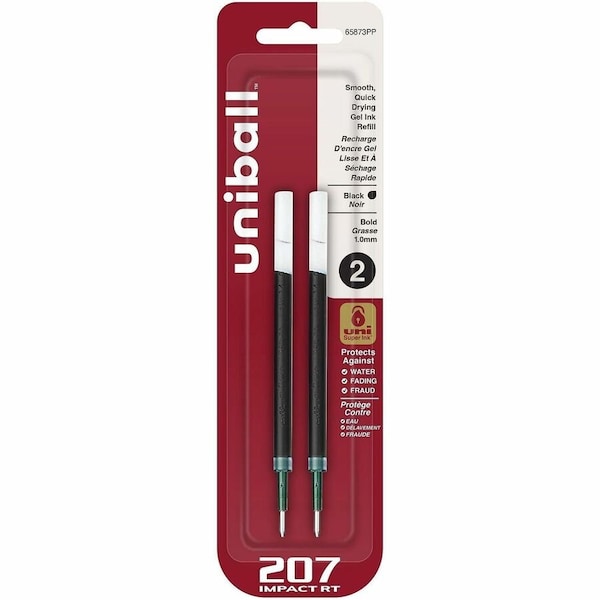 S.P. Richards Co uniball Gel Impact RT Rollerball Pen Refills, Black, 2PK UBC65873PP - main