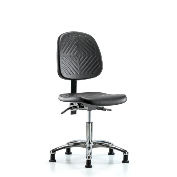 Blue Ridge Ergonomics Desk Chair Desk Chair, Med, Poly, Bk Chrm, Tilt, Glides, No Arms, 17" to 22" Height, Black; Blue BR-PDHCH-MB-CR-T1-A0-RG - main