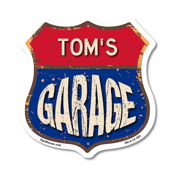 Signmission Tom's Garage, 12 Inch X 12 Inch, Aluminum Metal Sign SHI-A-12-383-TOM - main