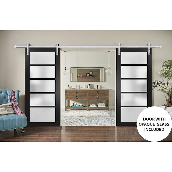 Sartodoors Double Barn Interior Door, 36" x 80", Black QUADRO4002DB-S-BLK-36 - main
