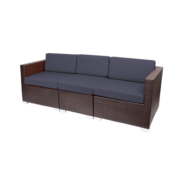 Bfm Seating Aruba 83.25in Wide Outdoor Wicker Sectional Sofa with Sunbrella Cushions PH5101JVW-14089 - main