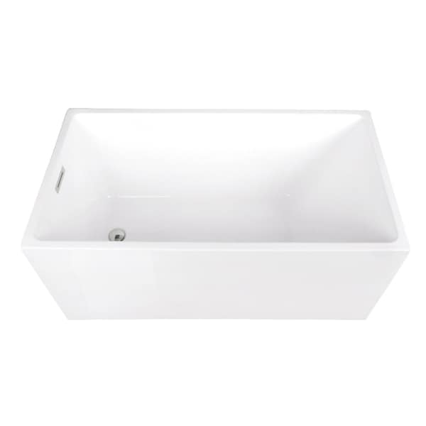 Kingston Brass 51" Acrylic Rectangular Double Ended Freestanding Tub with Drain, Glossy White/Polished Nickel VTSQ512823C416 - main
