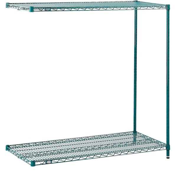Global Industrial Nexel 2 Shelf, Poly-Green Wire Shelving Unit, Add On, 72"W x 24"D x 34"H B3050269 - main