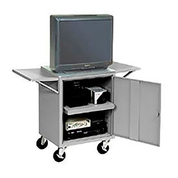 Global Industrial Set Of 2 Gray Side Shelves For Security Audio Visual Cart F10693GY - main