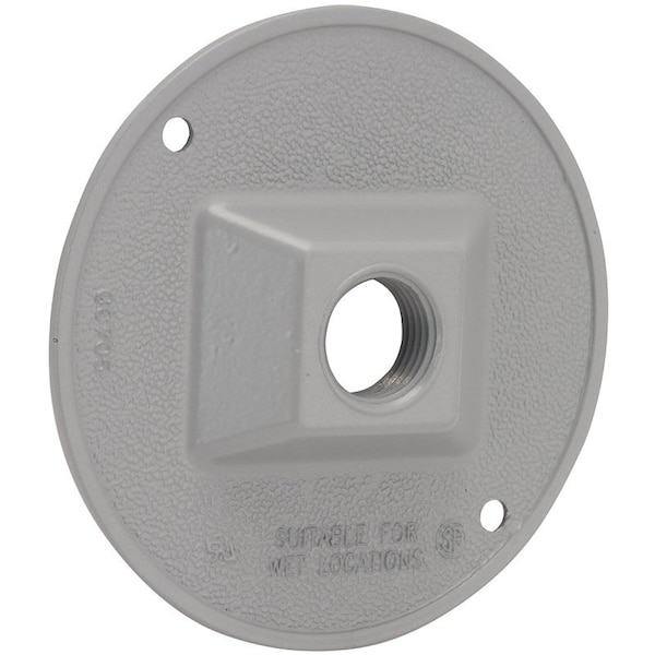 Hubbell Cluster Cover, 4-1/8 in Dia, 4-1/8 in W, Round, Metal, Gray, Powder-Coated 5193-0 - main