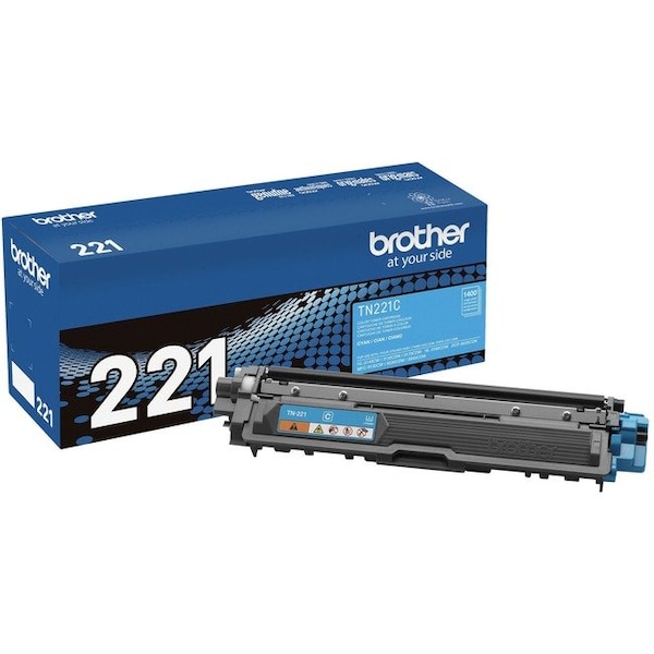 Brother Genuine TN221C Cyan Toner Cartridge - Laser - Standard Yield - 1400 Pages - Cyan - 1 Each TN221C - main