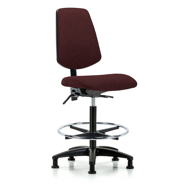 Blue Ridge Ergonomics Fab Hi Bench Chair, Med, Bk, CF, Glides, Bur, No Arms, 26" to 35-1/2" Height, Burgundy BR-FHBCH-MB-RG-T0-A0-CF-RG-F41 - main