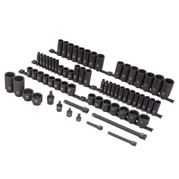 Sunex 3/8 in & 1/2 in Drive Sae & Metric 6 Point Standard & Deep 68-Piece Master Impact Socket Set 1068 - main