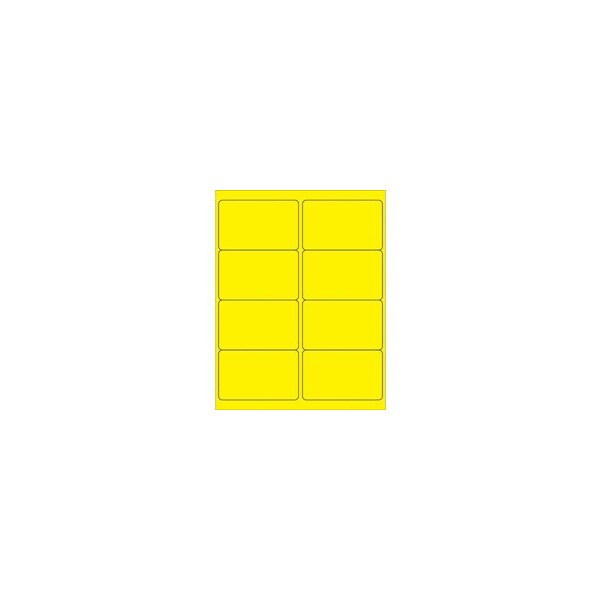 Bubblefast 4 x 2 1/2'' Fluorescent Yellow Rectangle Laser Labels-8 Labels per Sheet BFLL179YE - main