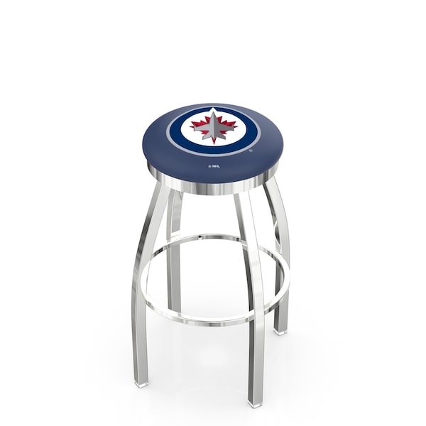 Holland Bar Stool Co 36" Chrome Winnipeg Jets Swivel Bar Stool, Accent Ring L8C2C36WinJet - main