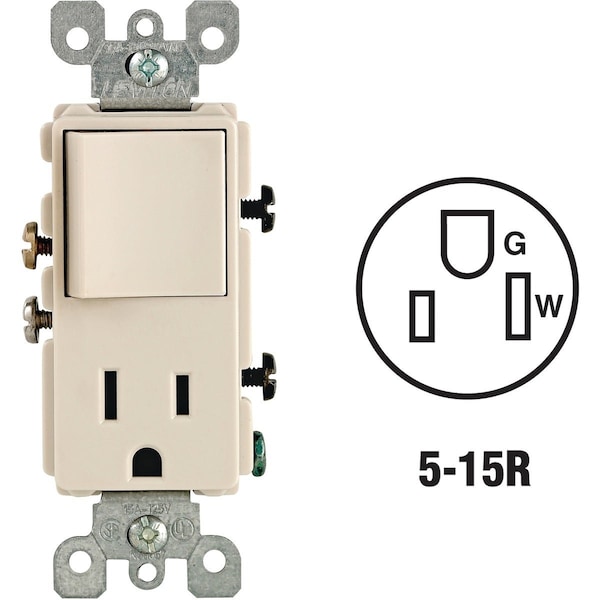 Leviton Light Almond 15A Switch & Outlet S06-05625-OTS - main