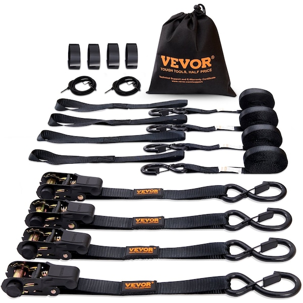 Vevor Retractable Ratchet Straps Tie Down Straps 2 in x 4 ft for Boat (2 Pack), 2PK BTS5004 - main