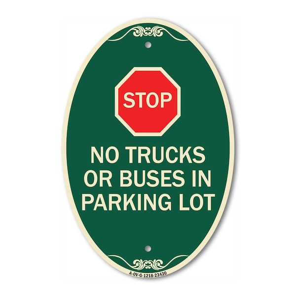 Signmission Parking Lot Rules Sign Stop - No Trucks or Bu, 12 In X 18 In Architectural, Heavy Gauge Aluminum A-OV-G-1218-23430 - main