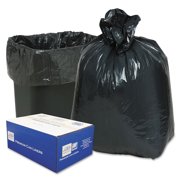 Classic 10 gal Trash Bags, 24 in x 23 in, Light-Duty, 0.6 mil, Black, 500 PK WEBB24 - main