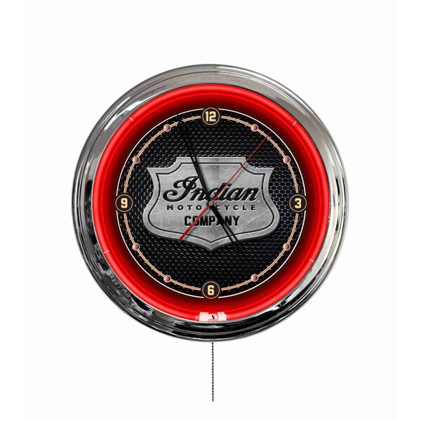 Holland Bar Stool Indian Motorcycle Metal Shield 16 LED Wall Clock ClkL16 - main