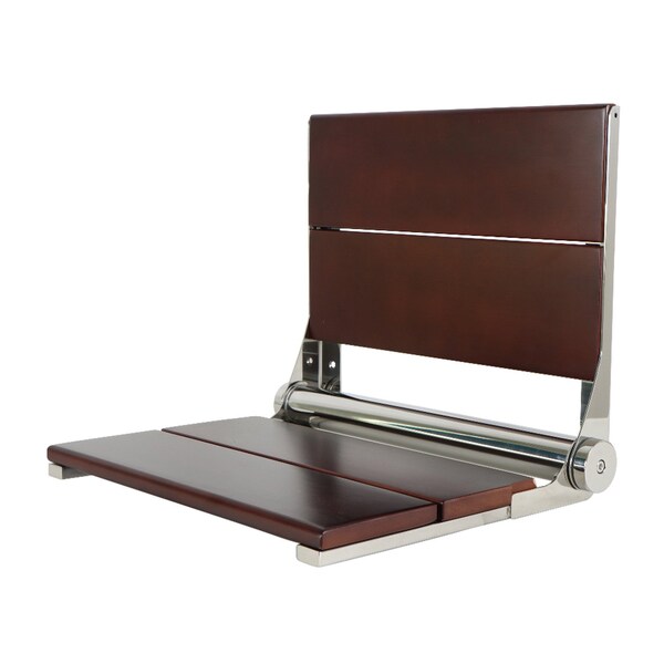 Kingston Brass 2-Slat Shower Seat, Dark Wood/Polished Chrome KBSS16161 - main
