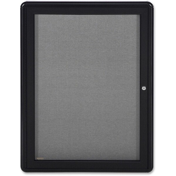 Ghent Ovation Bulletin Board - Indoor - 1 Door - Gray w/Black Frame - 24"W x 34"H OVK1-F91 - main