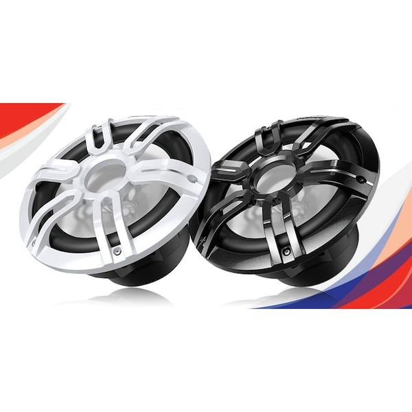 Pioneer SINGLE 10-in 900w Max Power, IPX7 Rated, Sports Grille Design - Marine Subwoofer White and Black Sp TSME100WS - main
