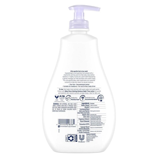 Baby Dove Sensitive Skin Care Night Time Calming Moisture Baby Wash, 20 Ounce, 4PK 68124072 - main