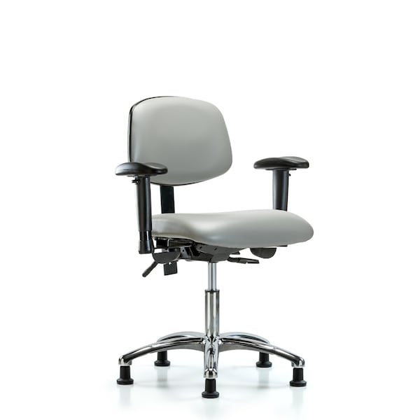 Blue Ridge Ergonomics Desk Chair Desk Chair, Vinyl, Chrome AA Glides, Dov, Adjustable Arms, 18" to 23" Height, Vinyl, Dove BR-VDHCH-CR-T0-A1-RG-8567 - main