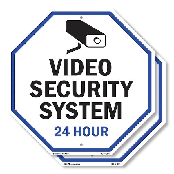 Signmission Video Security System 24 Hour, 10 inch X 10 inch, Aluminum Metal Signs, 2PK OC-A-2PACK-10-4 - main