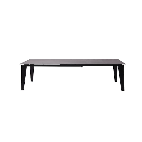 Homeroots 71" Gray And Black Ceramic And Solid Wood Drop Leaf Dining Table 488515 - main