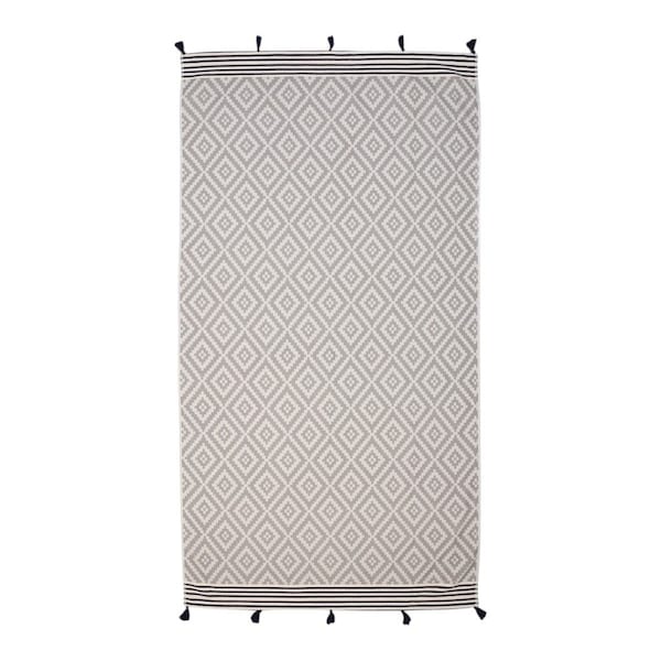 Homeroots Gray Tribal Design Turkish Towel Beach Blanket 401810 - main