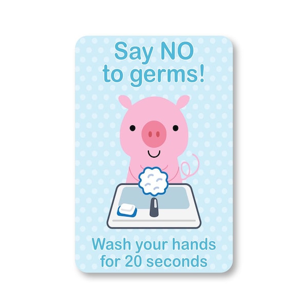 Signmission Public Safety Sign, Say No To Germs! Wash Hands For 20 Seconds, 5in X 3.5in Decal, OS-NS-D-35-25343 OS-NS-D-35-25343 - main