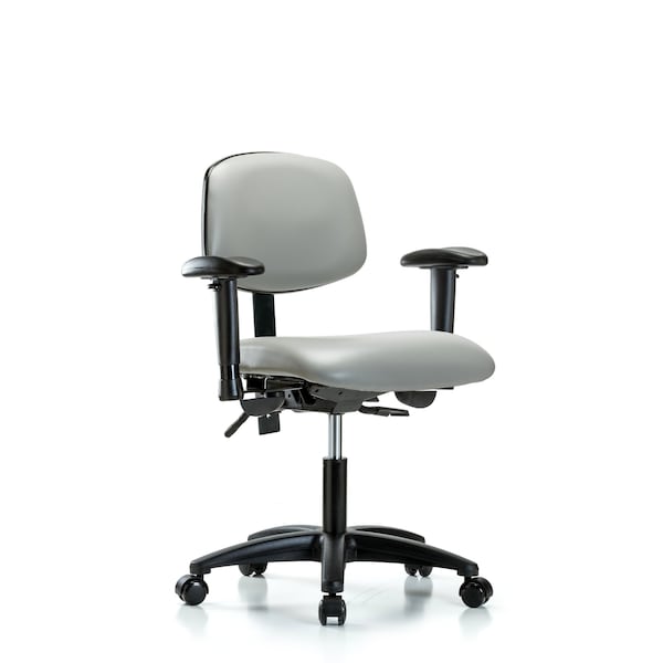 Blue Ridge Ergonomics Desk Chair Desk Chair, Vinyl, AA Casters, Dov, Adjustable Arms, 18" to 23" Height, Vinyl, Dove BR-VDHCH-RG-T0-A1-RC-8567 - main