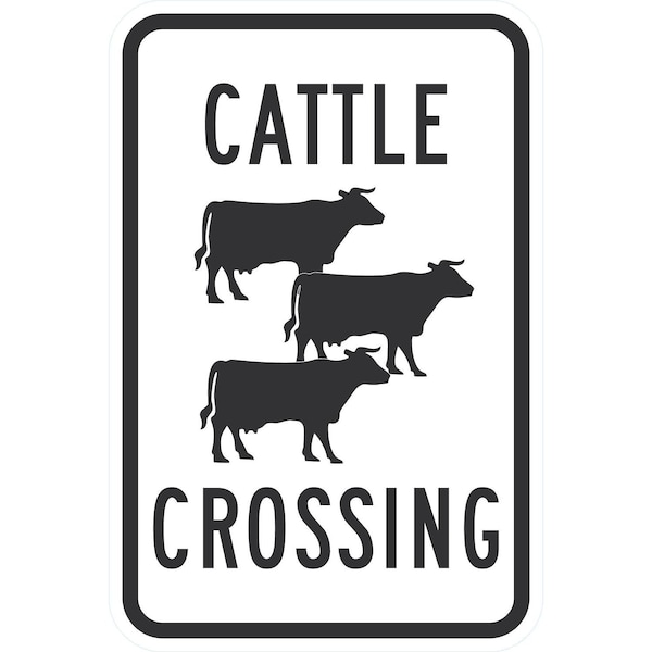 Lyle Cattle Crossing (W/Symbols), 12x18, High Intensity Prismatic, White G-3920-HI_12x18 - main