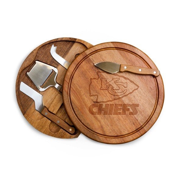 Picnic Time Family Of Brands Kansas City Chiefs - Acacia Circo Cheese Cutting Board & Tools Set, (Acacia Wood) 855-04-512-163-2 - main