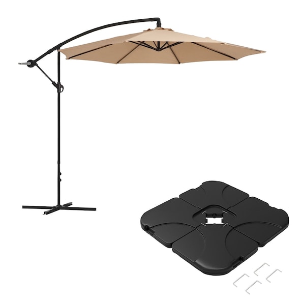 Pure Garden 10 ft Cantilever Patio Umbrella with 220lb Base and Beige Canopy Shade 83-OUT5410B - main