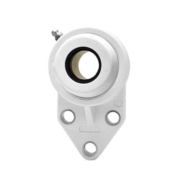 Ami Bearings SINGLE ROW BALL BEARING - 25MM ZINC WIDE SET SCREW WHITE 3-BOLT FLANGE OPN COV UCFBL205MZ2CW - main