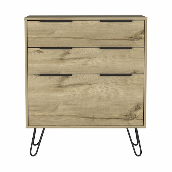 Homeroots 30" Brown and Black Three Drawer Dresser 478261 - main