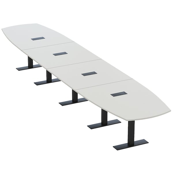Skutchi Designs Arc Boat Conference Table With Power, 48 in W, 240 in L HAR-ABOT-48X240-T.BK-U779-EBLK - main