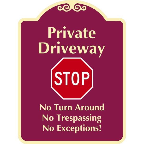 Lyle Private Driveway No Turn Around No Trespassing No, 12x18, Engineer Grade, Burgundy G-2445-EG_12x18 - main