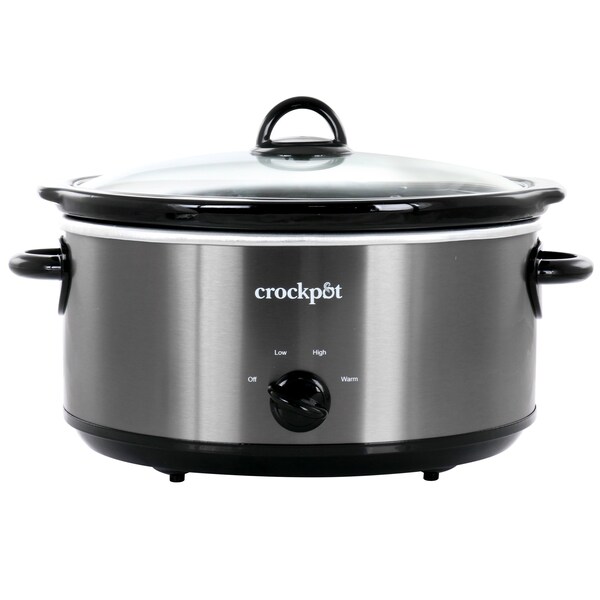 Crockpot Crock Pot Classic 6 Quart Oval Slow Cooker in Black Stainless Steel With Stoneware Crock 2131367 - main