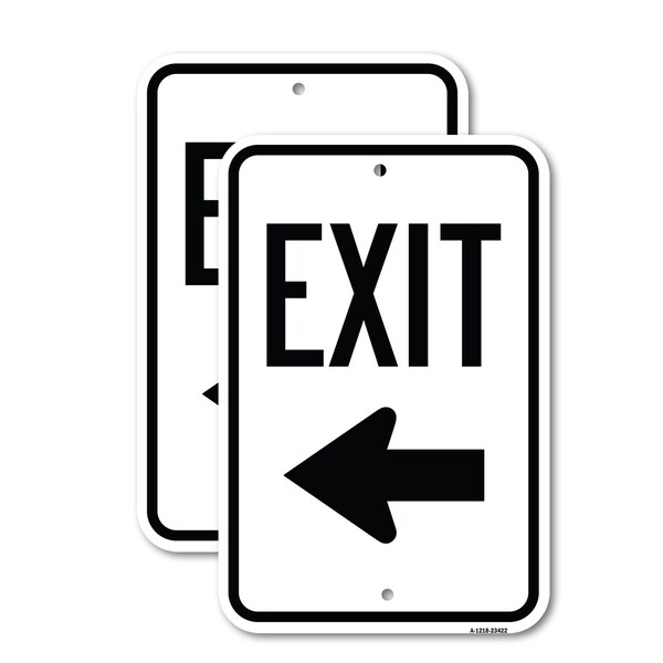 Signmission Parking Lot Sign Exit Sign Left Arrow, 12'' X 18'' 2 Signs, Heavy Gauge Aluminum, 2PK A-1218-2PACK-23422 - main