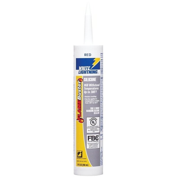 White Lightning Silicone Sealant, Red, -20 to 122 deg F, 10 oz, Cartridge W44117010 - main