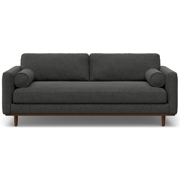 Homeroots 89" Gray Fabric Sofa With Brown Legs 640984 - main