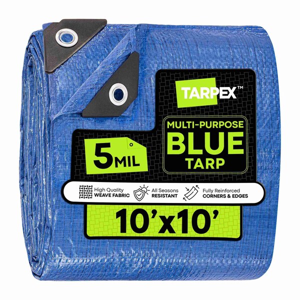 Tarpex Multipurpose Tarp, 10 ft x 10 ft, 5 Mil, Blue, Polyethylene BT-TA-1010 - main