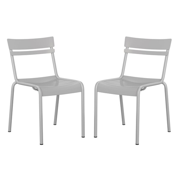 Flash Furniture Silver All-Weather Armless Steel Dining Chair, 2PK 2-XU-CH-10318-SIL-GG - main