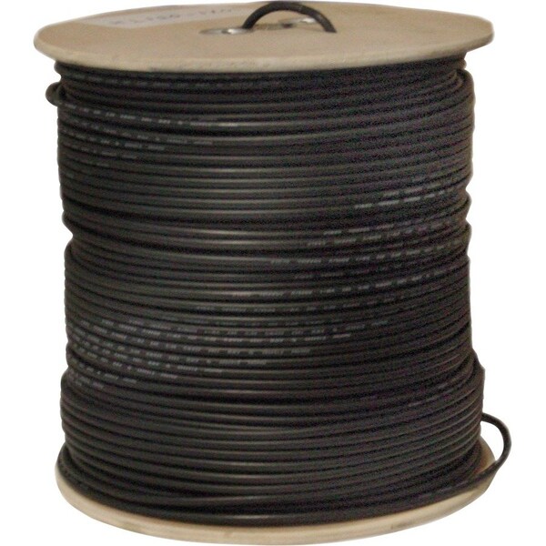 Cable Wholesale Dual Shielded Bulk RG6 Coaxial Cable, Black, 18 AWG, Solid CCS Core, Spool, 1000 foot 10X4-022NH - main