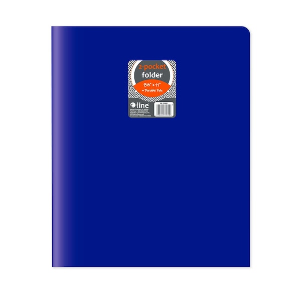 C-Line Products 8-1/2" x 11" Blue Two-Pocket Heavyweight Poly Portfolio Folder, 25EA/BX, 6BX/CT 33955-BX - main
