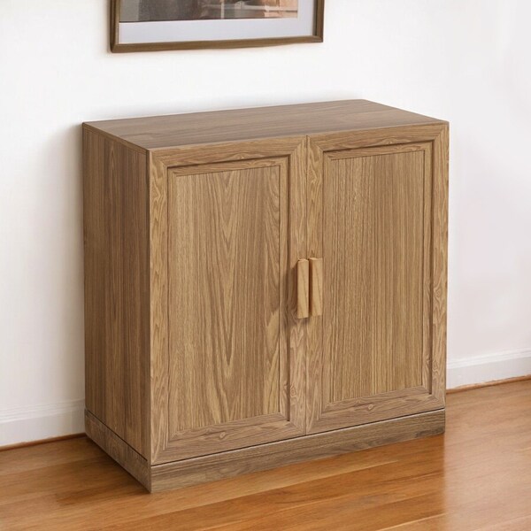 Homeroots 31" Natural Textured Door Accent Cabinet With Three Shelves 564862 - main