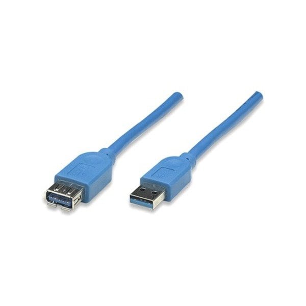 Manhattan SUPERSPEED USB EXTENSION CABLE A MALE / A FEMALE, 2 M, BLUE 322379 - main