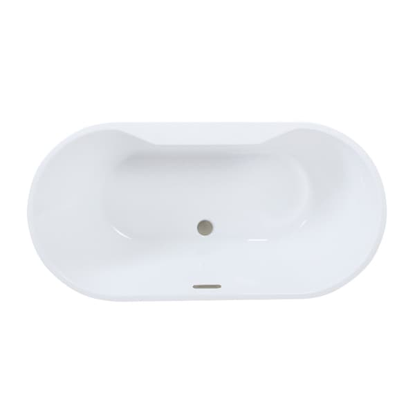 Kingston Brass 55" Acrylic Oval Double Ended Freestanding Tub with Drain, Glossy White/Brushed Nickel VTDE552823C428 - main