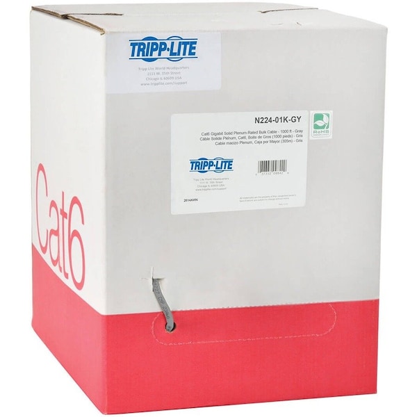 Tripp Lite 1000FT PLENUM CMP CAT 6 SOLID UTP BULK CABLE GRAY N224-01K-GY - main