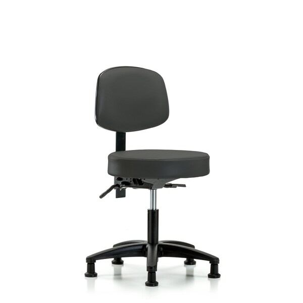 Blue Ridge Ergonomics Desk Stool, Vinyl, Bk, Tilt, Glides, Gry BR-VDHST-RG-T1-RG-8605 - main